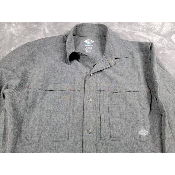 Dickies Cooling Temp-IQ Men's‎ long sleeve snap shirt Gray Medium, Work Casual - Picture 2 of 6
